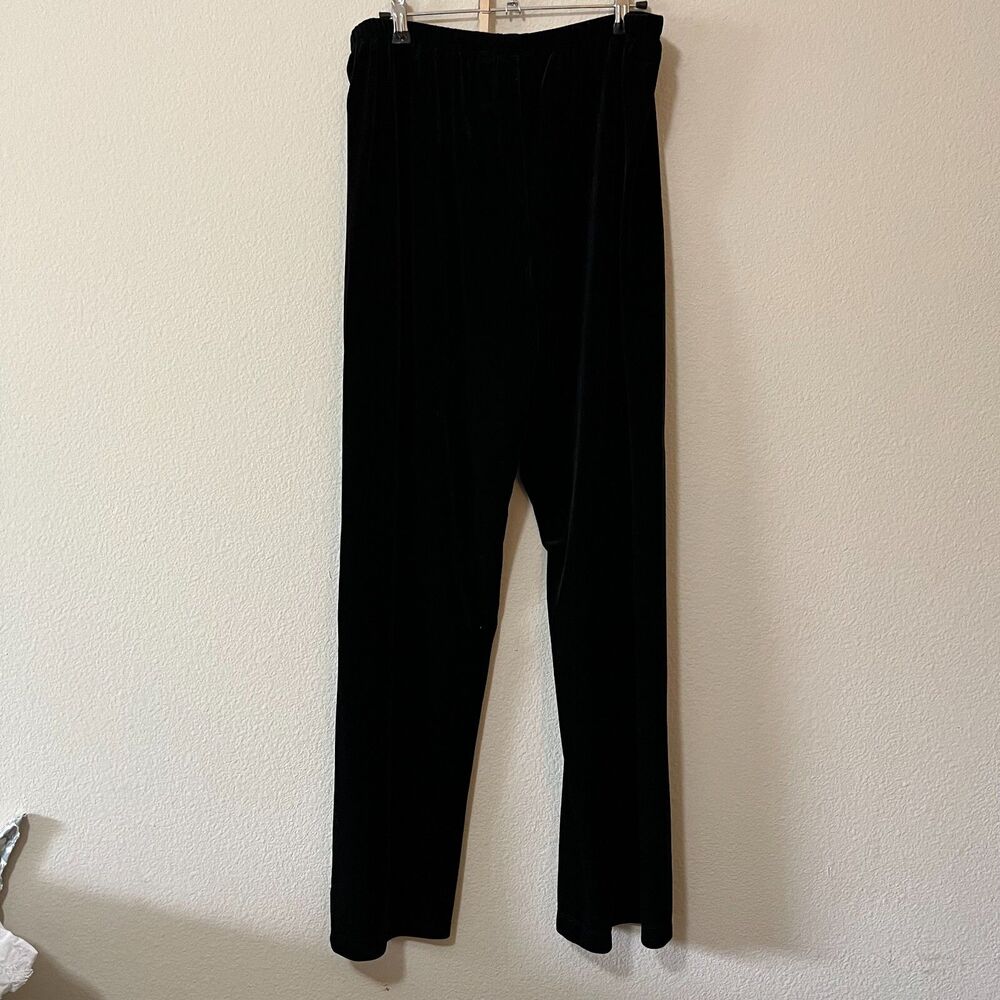 Chico's Design Pull On Black Velvet velour Straight Leg Pants SZ 3 L